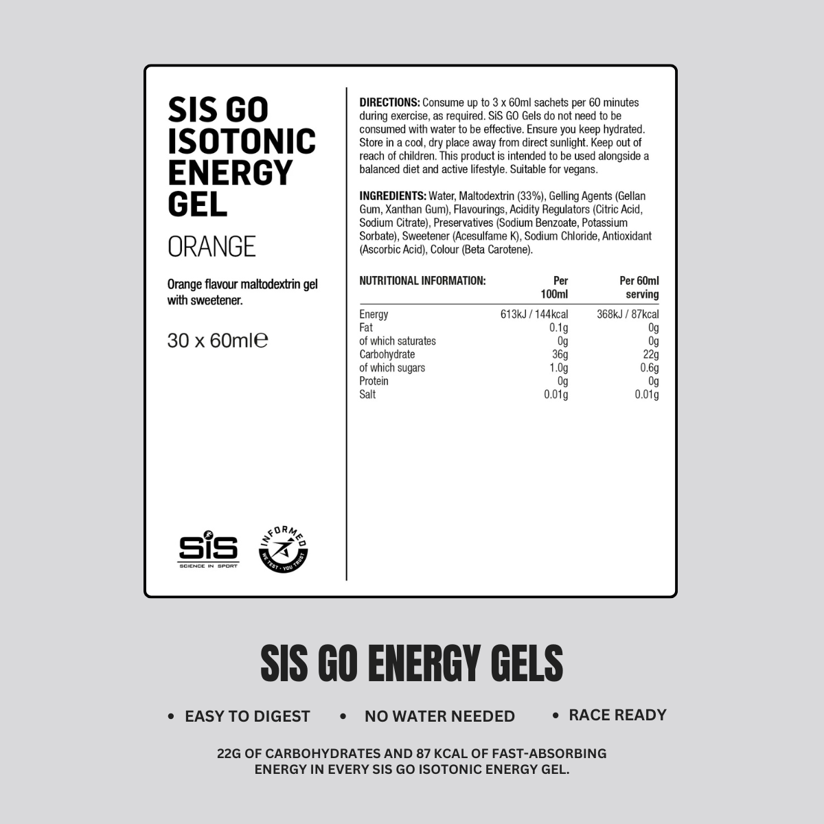 go isotonic gels nutrition